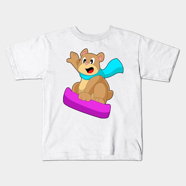 Bear Snowboard Winter sports Kids T-Shirt by Markus Schnabel